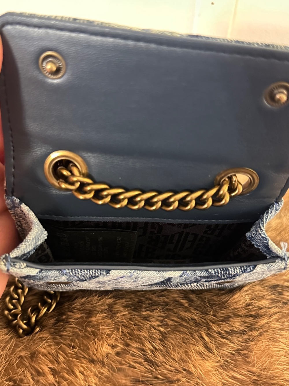 Kurt Geiger Quilted Denim Patchwork Crossbody – Blue - Picture 5 of 9